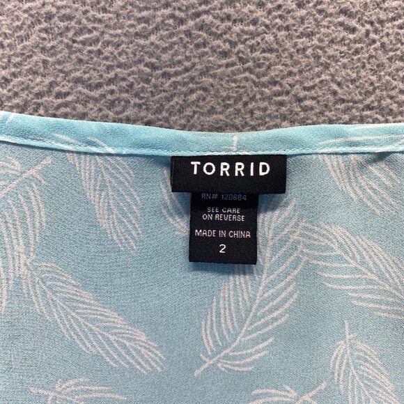 TORRID 10521823 Feather Side Cinch Chiffon Top / sheer blouse Size 2 Green Mint - Picture 4 of 8